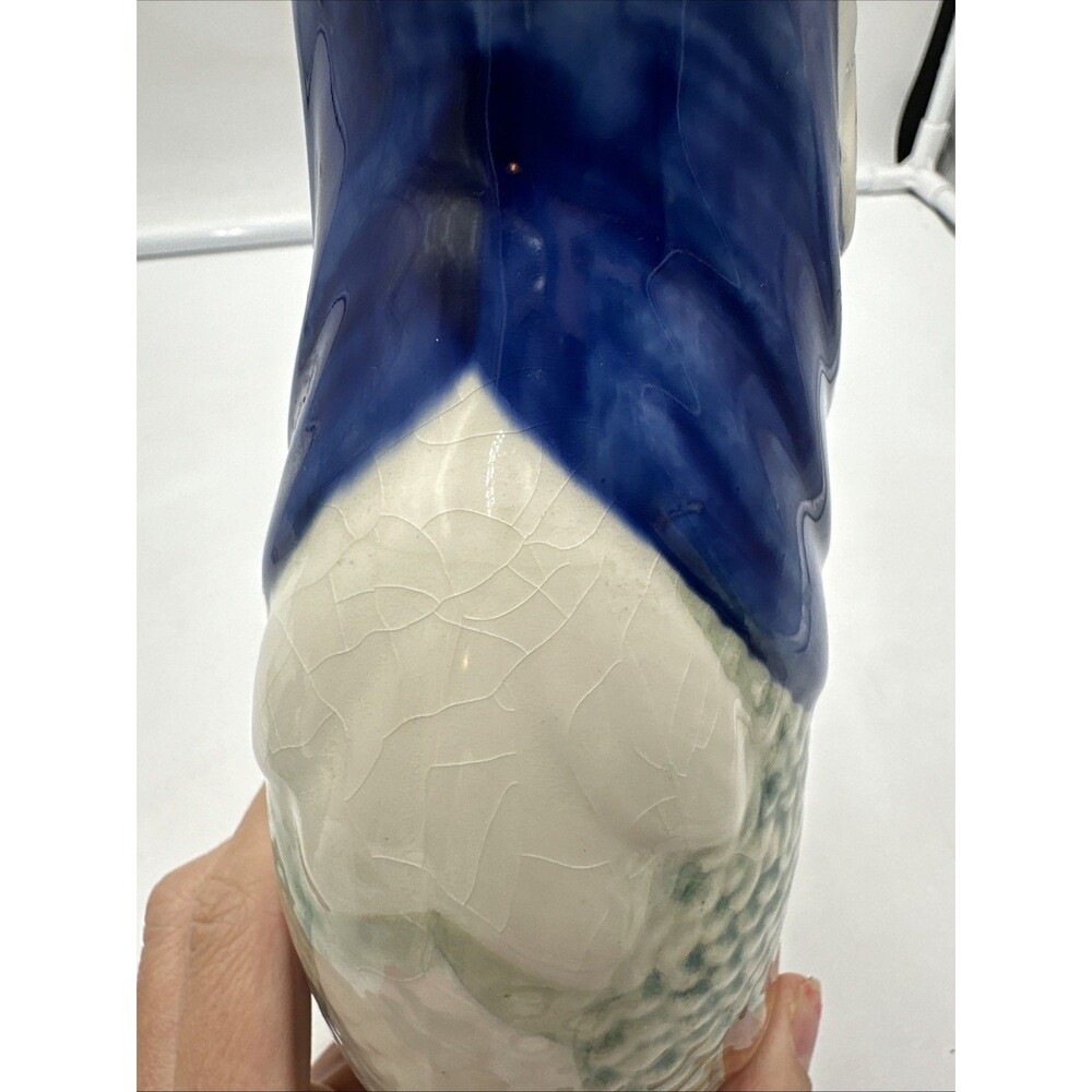 Secla Portugal Majolica Colorful Gluggle Jug Pitcher Gurgling Carp Fish 9" - Picture 7 of 8